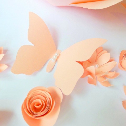 Бумажная бабочка "Розовый персик"